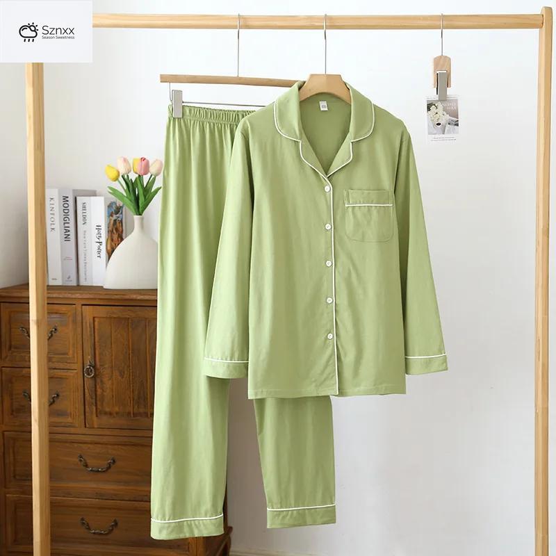 Soft Knit Cotton Long-sleeve Pajama Lounge Set