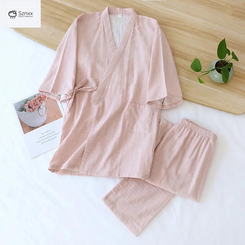 Japanese Cotton Kimono Couple Pajama Set