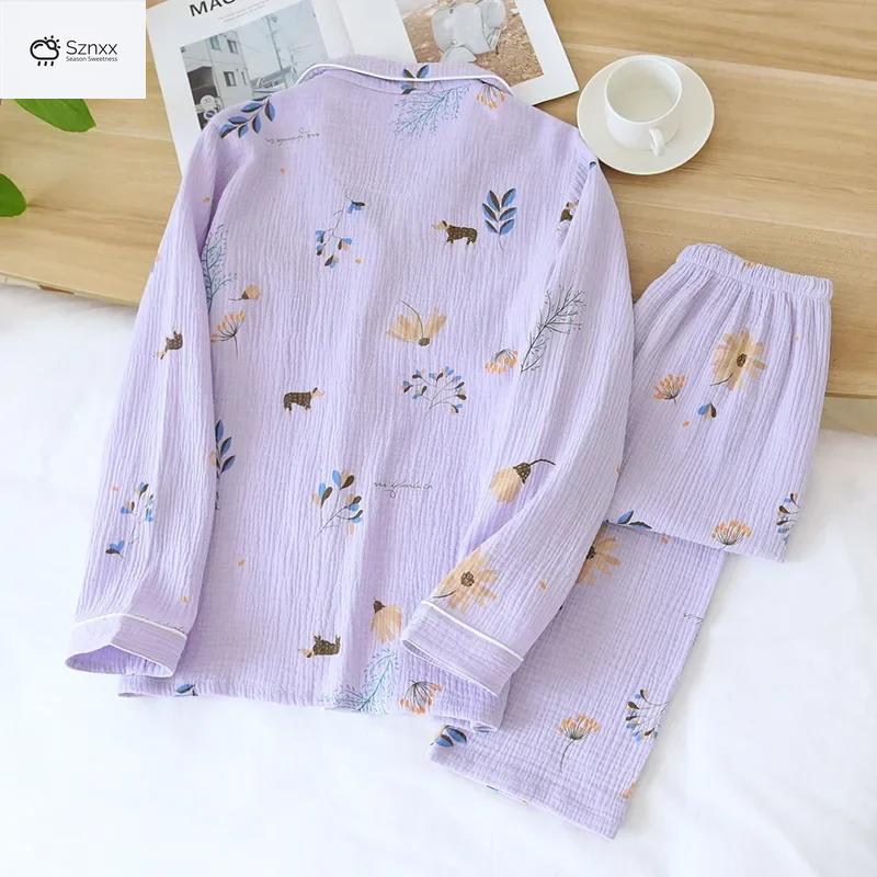Soft Lavender Cotton Long-sleeve Pajama Set Plus