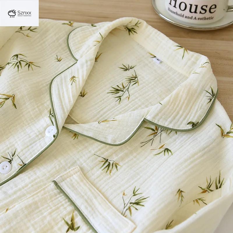 Womens Cotton Crepe Long Sleeve Pajama Set