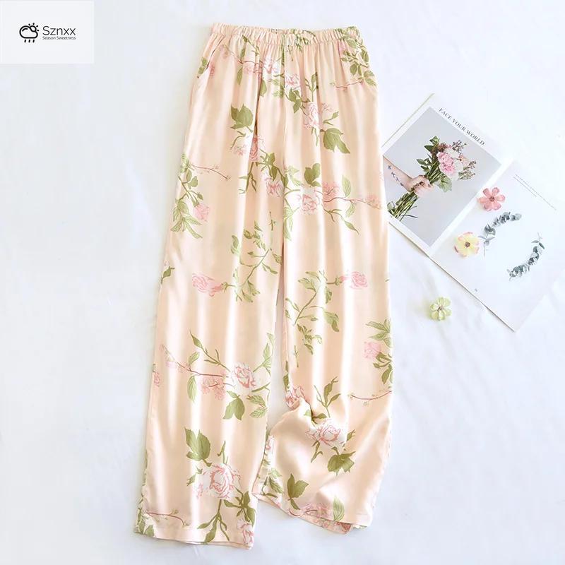 Printed Viscose Wide-leg Sleep Lounge Pants