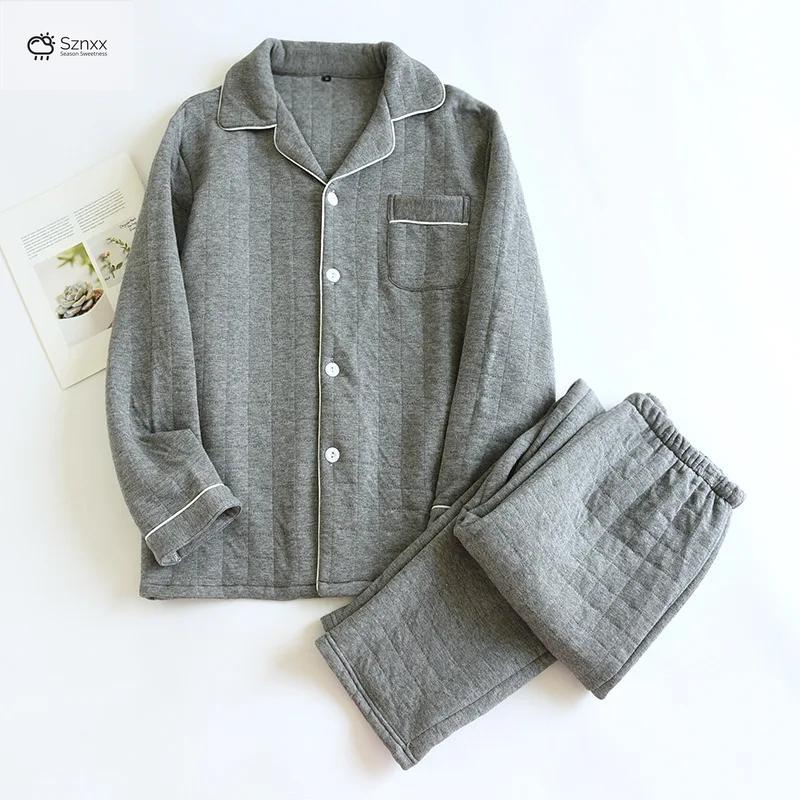 Cozy Thickened Cotton Couple Pajama Long Sleeve Set