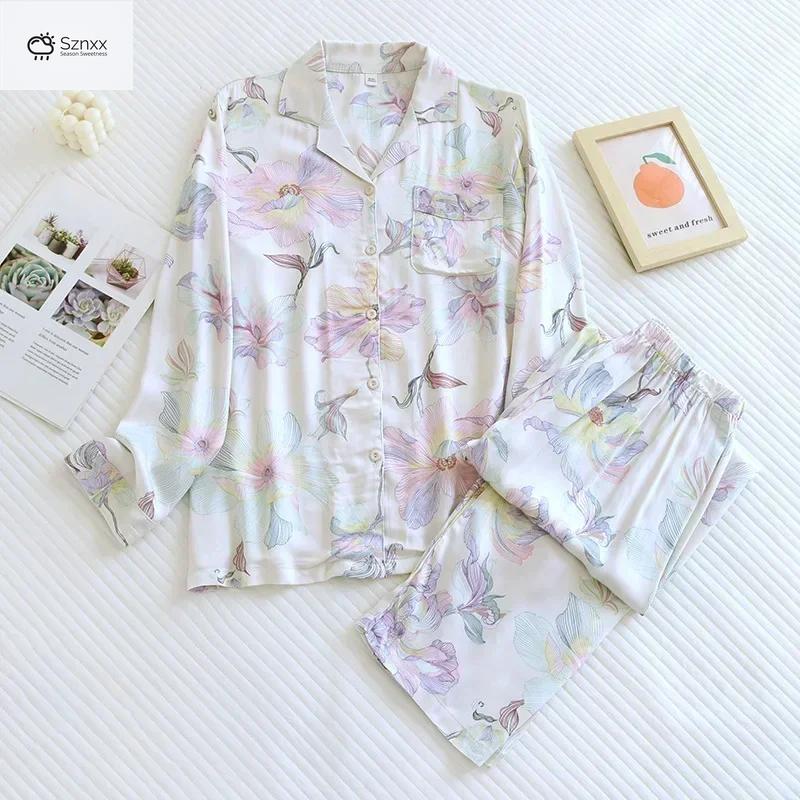 Satin Viscose Floral Pajama Set For Women