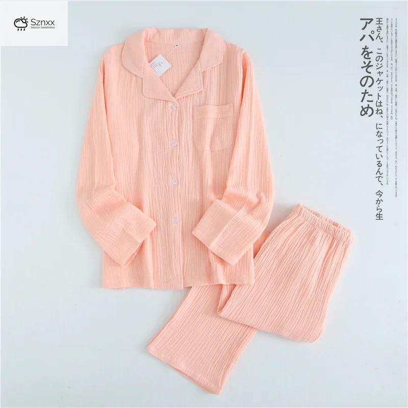 Cotton Crepe Couple Long-sleeve Pajama Set