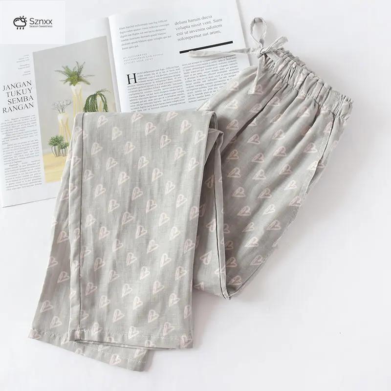 Women’s Lightweight Cotton Gauze Sleep Pants Set