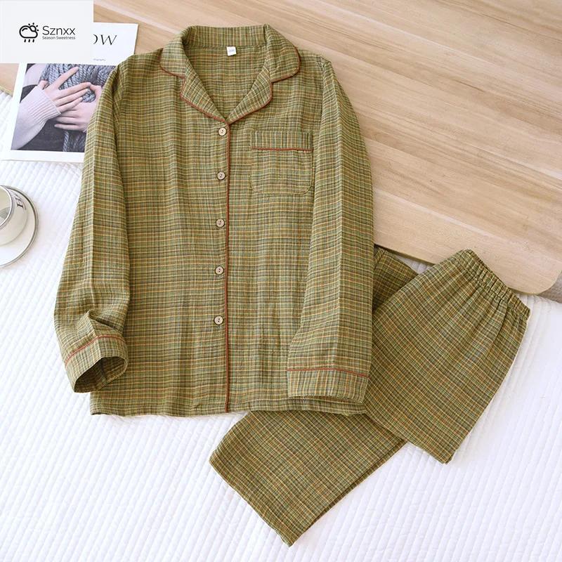 Womens Breathable Cotton Loose Pajama Lounge Set