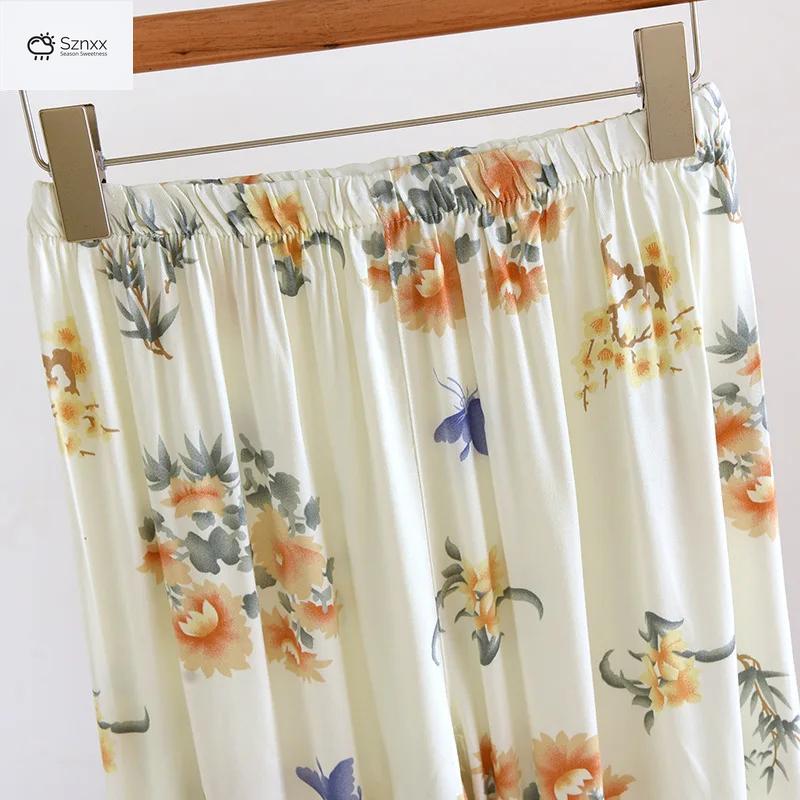 Soft Viscose Short-sleeve Pajama Set With Breathable Lounge Pants