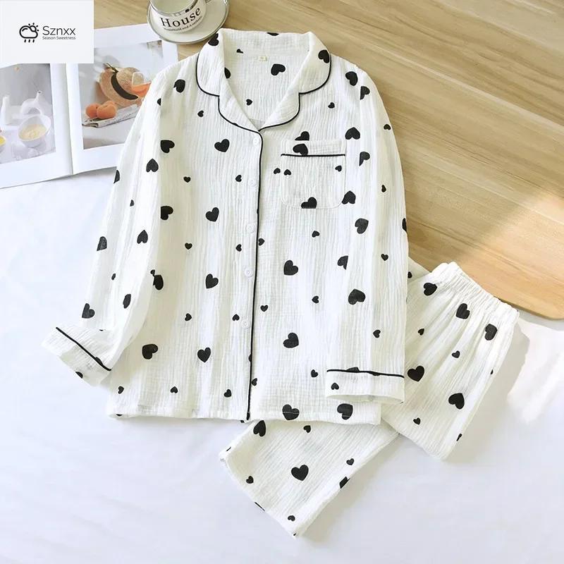 Soft Cotton Crepe Long Sleeve Pajama Lounge Set