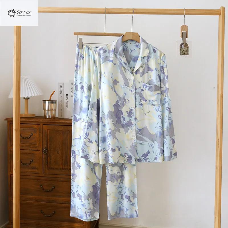 Silky Floral Cotton Pajama Lounge Set