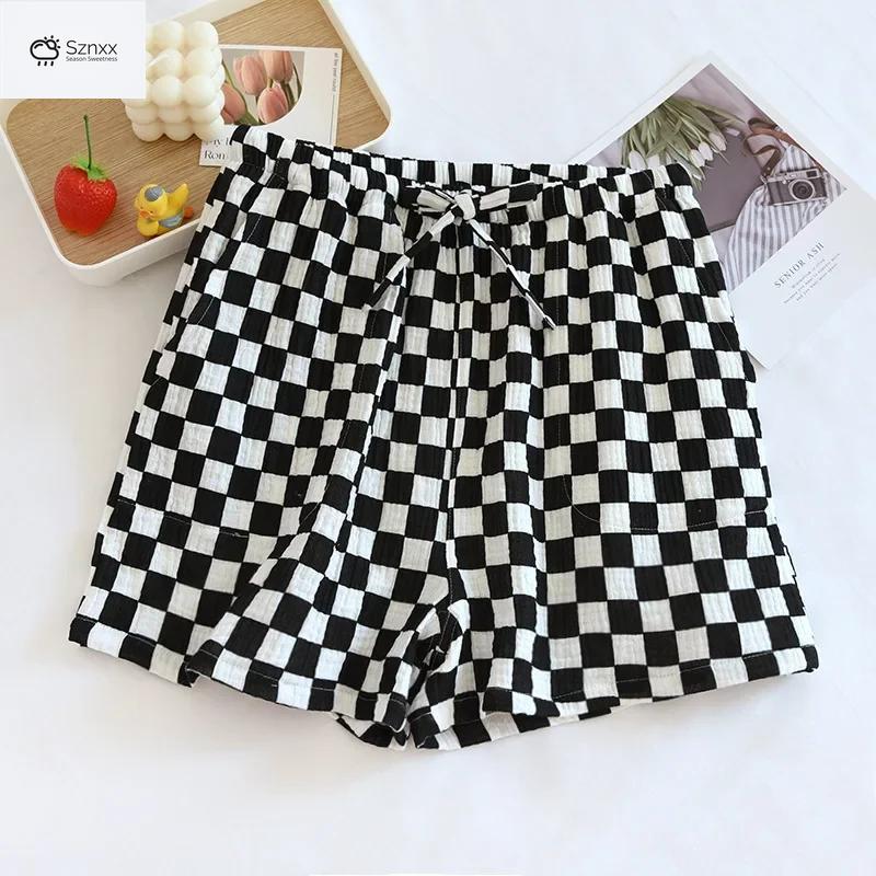 Womens Loose Cotton Crepe Pajama Shorts Summer Essentials
