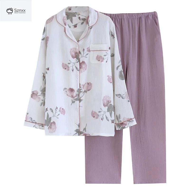 Minimalist Crepe Cotton Long-sleeve Pajama Set