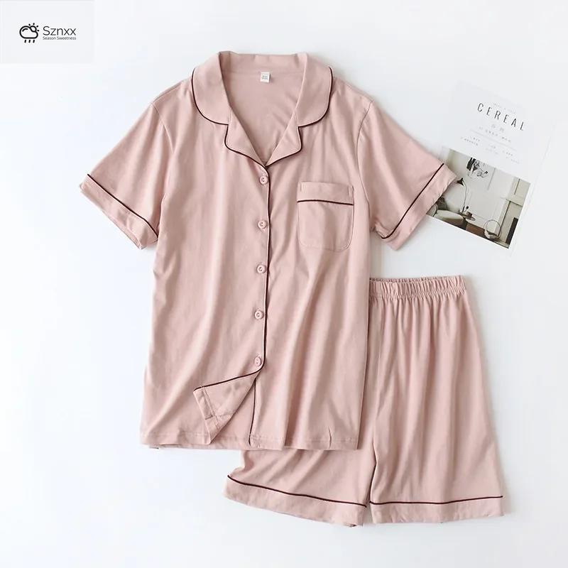 Soft Cotton Couple Short-sleeve Pajama Set