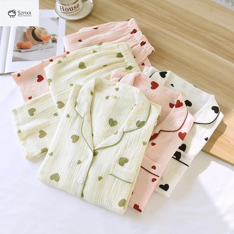 Soft Cotton Crepe Long Sleeve Pajama Lounge Set