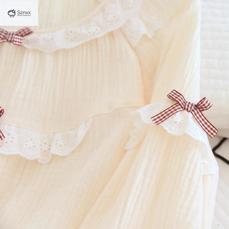Japanese Cotton Crepe Pajama Set Long-sleeve