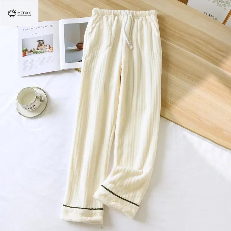 Cozy Flannel Bar Pattern Womens Sleep Pants