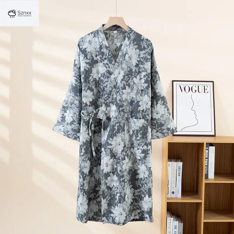 Japanese Cotton Gauze Kimono Sleeping Robe