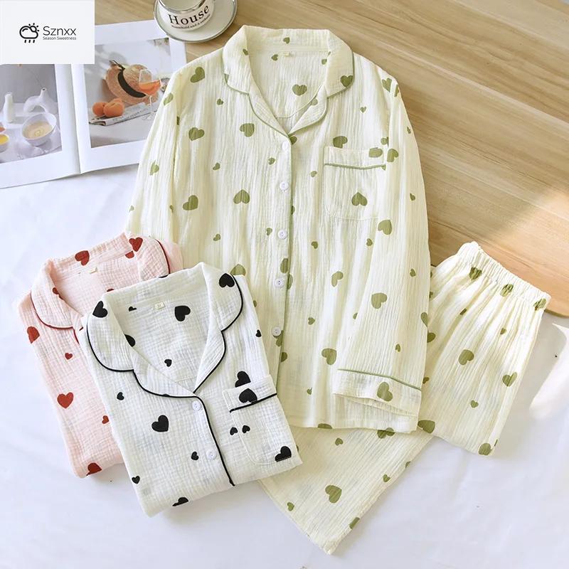 Soft Cotton Crepe Long Sleeve Pajama Lounge Set