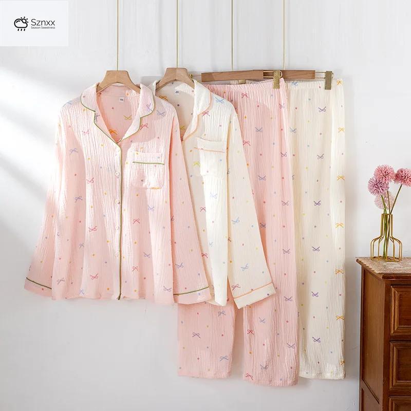 Soft Cotton Crepe Long Sleeve Pajama Set
