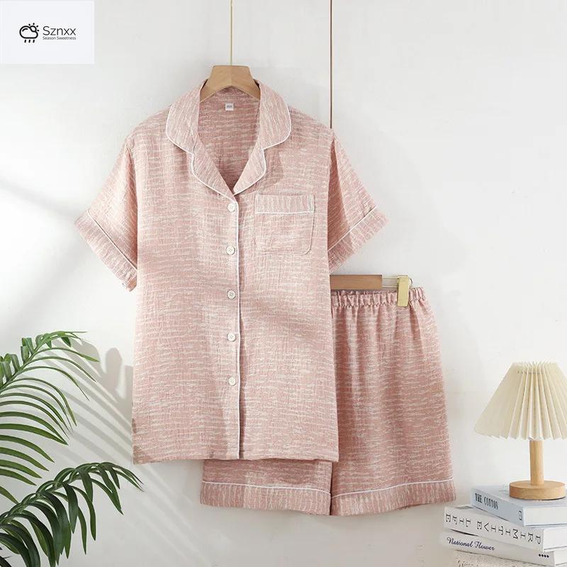 Soft Cotton Couple Summer Pajama Shorts Set