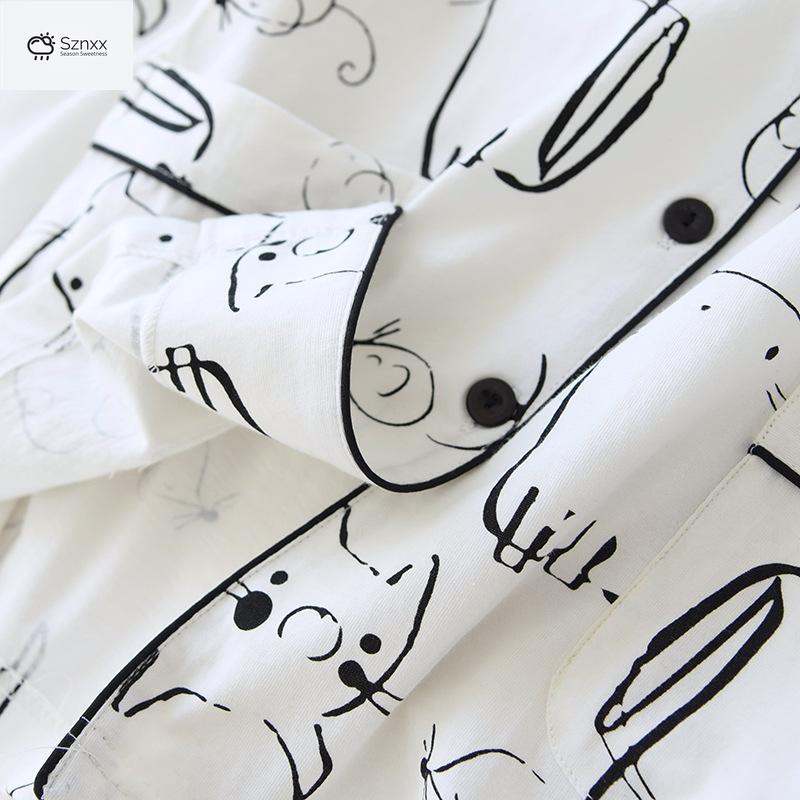 Cozy Cotton Cartoon Print Long-sleeve Pajama Set