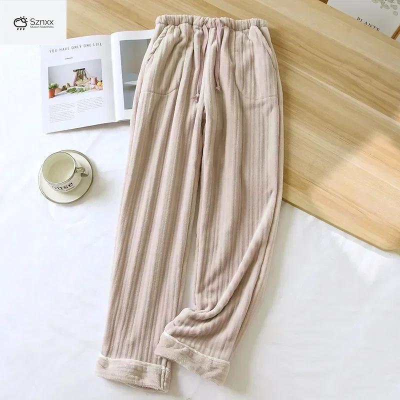 Cozy Flannel Bar Pattern Womens Sleep Pants