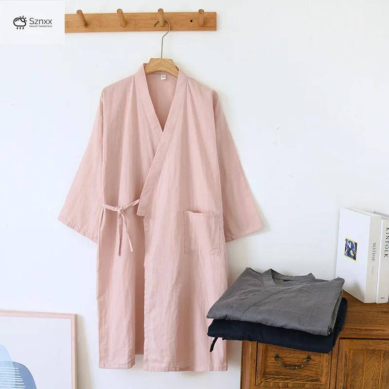 Japanese Cotton Couples Kimono Bathrobe Loose Fit