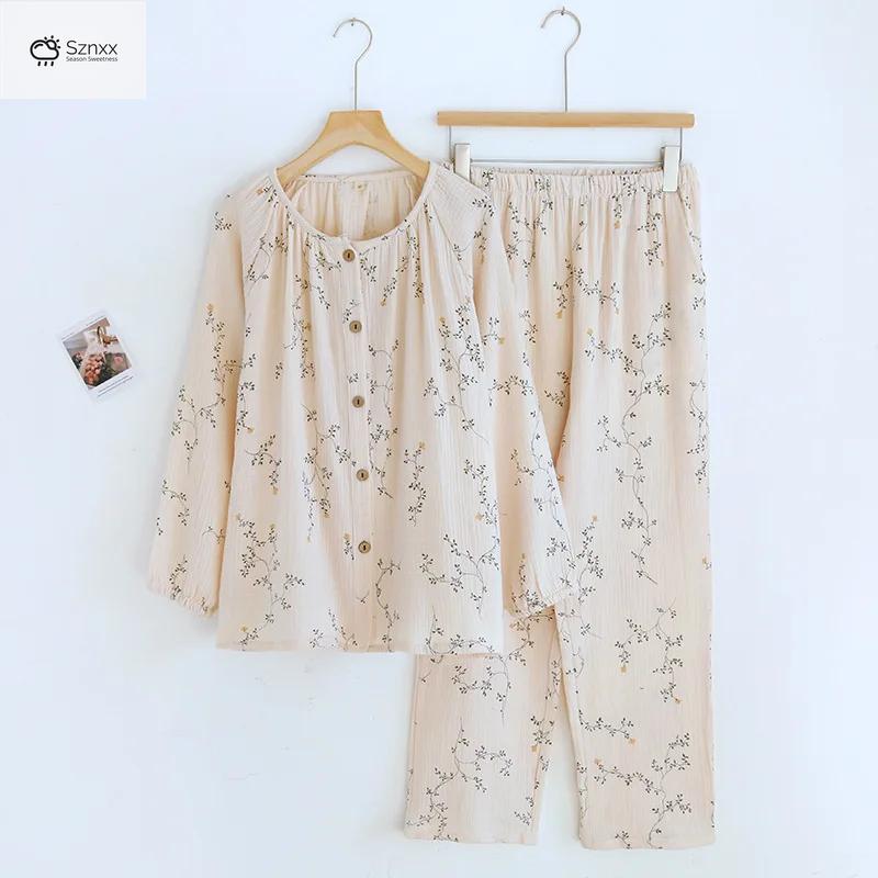 Loose Floral Cotton Crepe Pajama Lounge Set