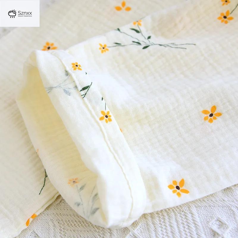 Womens Floral Crepe Cotton Long Sleeve Pajama Set