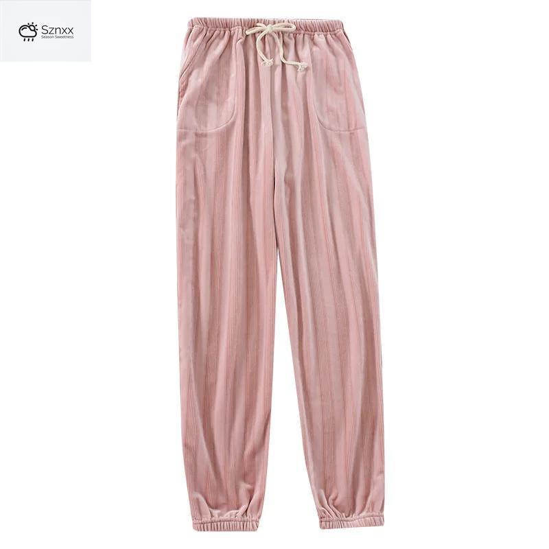 Cozy Flannel Coral Velvet Couple Lounge Pants