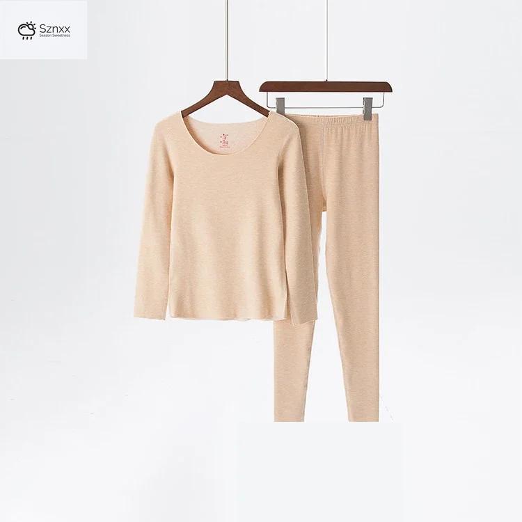 Womens Thermal Fleece Long-sleeve Two-piece Lounge Set