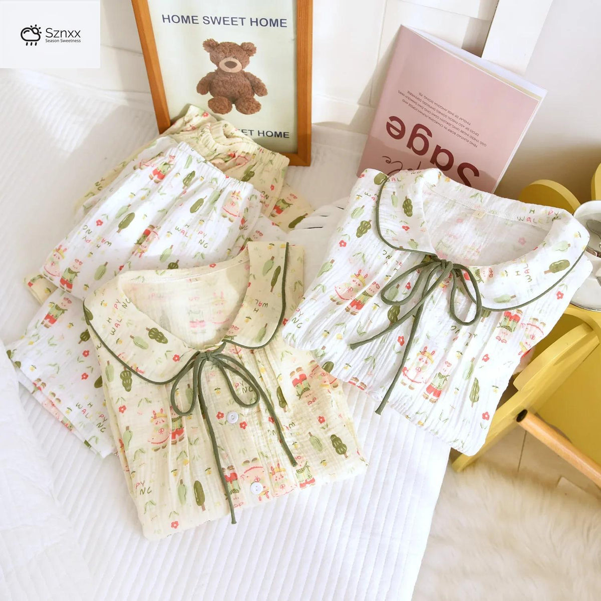 Soft Crepe Cotton Women’s Long Pajama Set