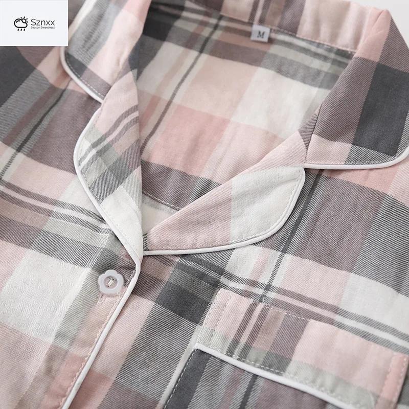 Soft Cotton Gauze Couple Pajama Set Plus Size
