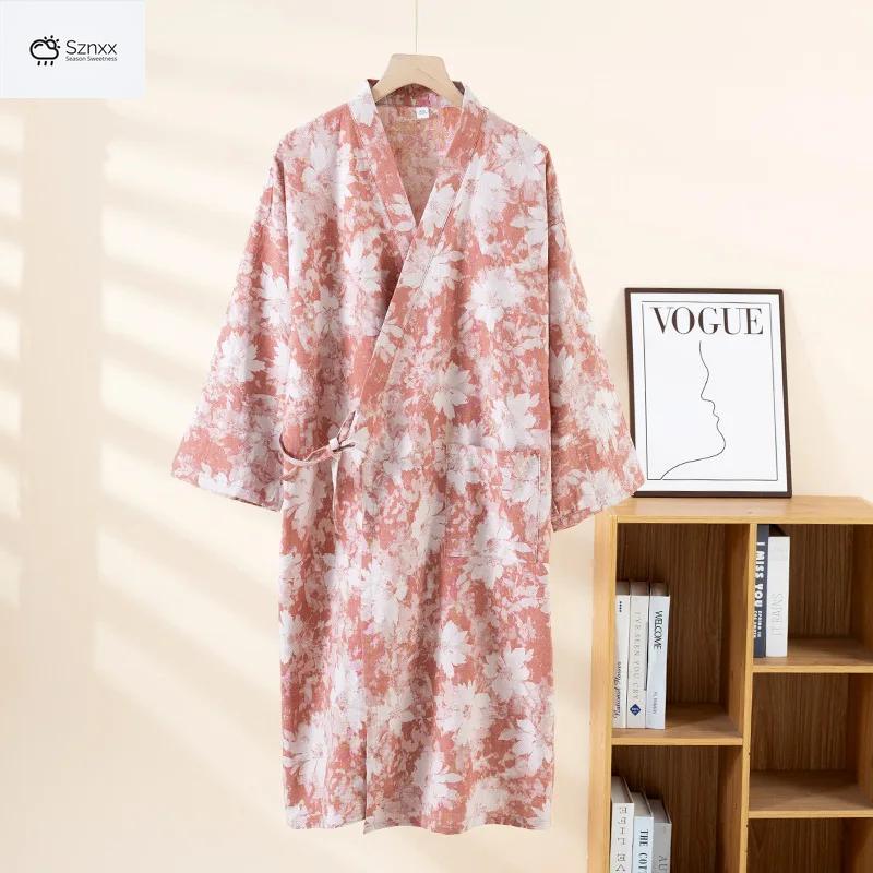 Japanese Cotton Gauze Kimono Sleeping Robe