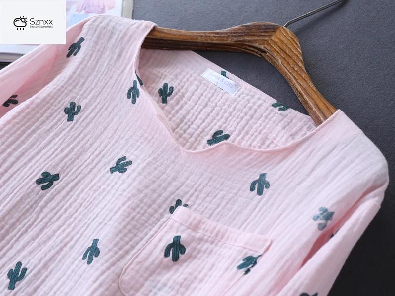 Japanese Crepe Cotton Long-sleeve Lounge Pajama Set
