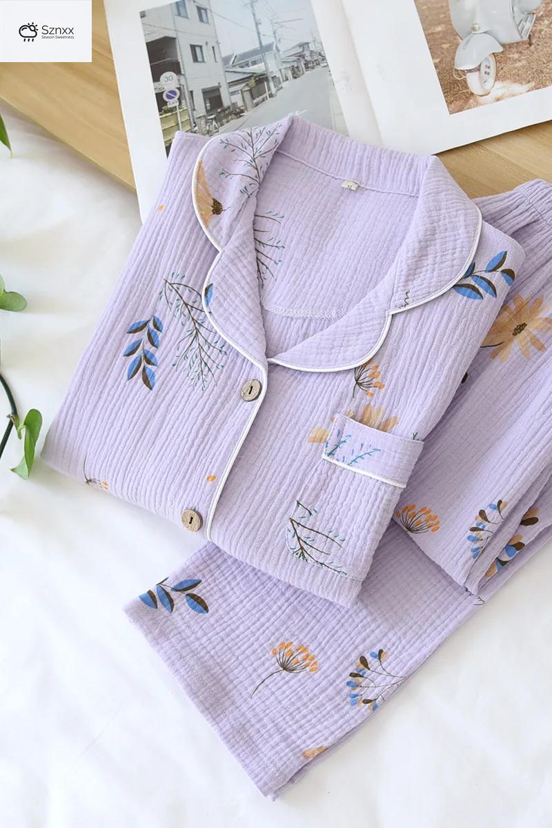 Soft Lavender Cotton Long-sleeve Pajama Set Plus