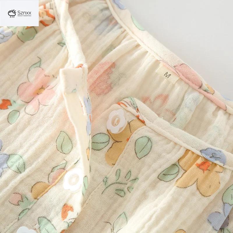 Floral Short-sleeve Cotton Pajama Set With Capris