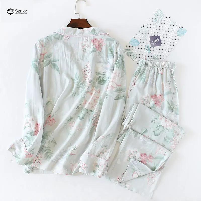 Floral Viscose Silk Loungewear Long-sleeve Pajama Set