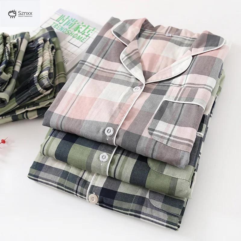 Soft Cotton Gauze Couple Pajama Set Plus Size