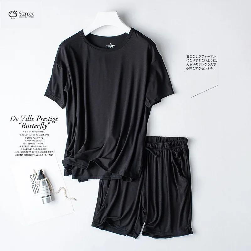Womens Modal Short Sleeve Loose Pajama Set
