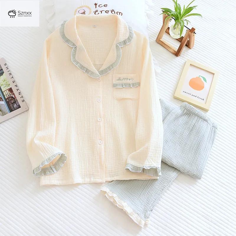Womens Cotton Crepe Pajama Loungewear Set