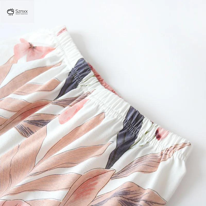 Floral Cotton Lapel Pajama Set For Women