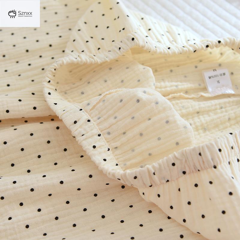 Polka Dot Cotton Crepe Pajama Set Long-sleeve