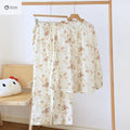 Crepe Cotton Stand-up Collar Long Pajama Set