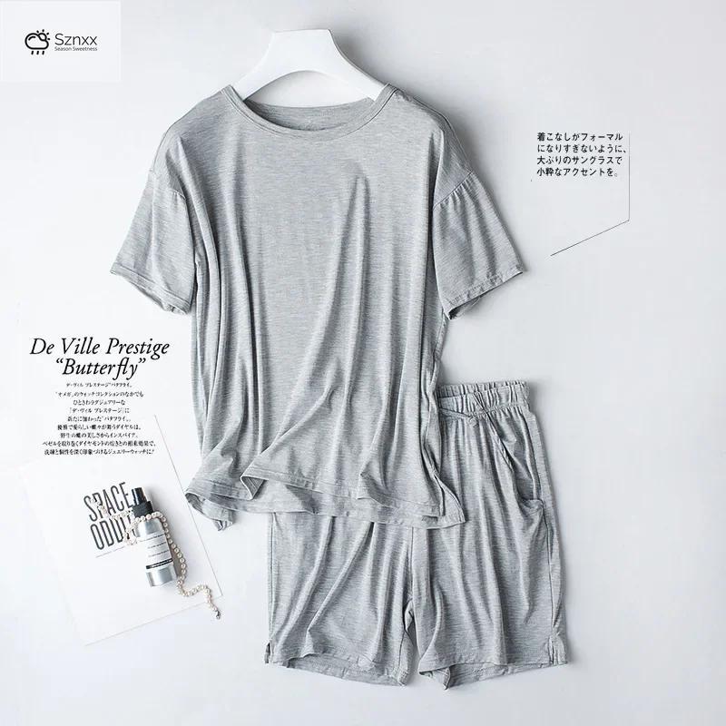 Womens Modal Short Sleeve Loose Pajama Set