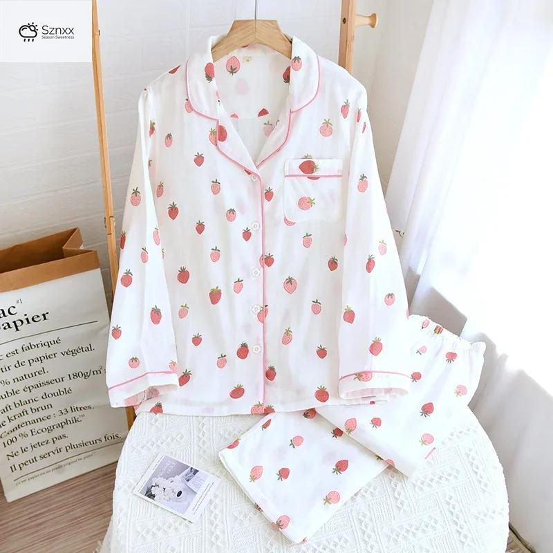 Japanese Floral Cotton Pajama Set For Women