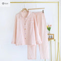 Womens Plaid Cotton Long Sleeve Pajama Set