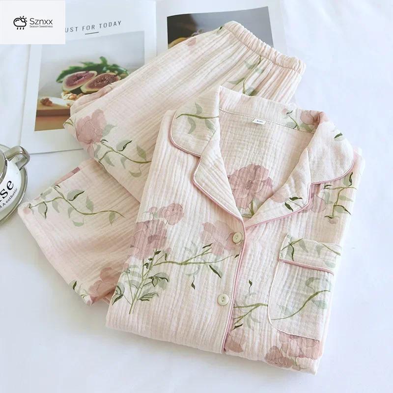 Soft Cotton Crepe Floral Pajama Lounge Set