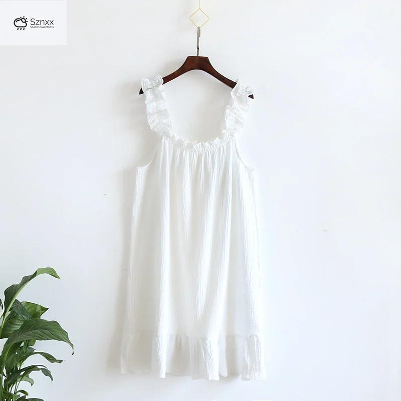 Womens Cotton Crepe Suspender Nightdress Skirt