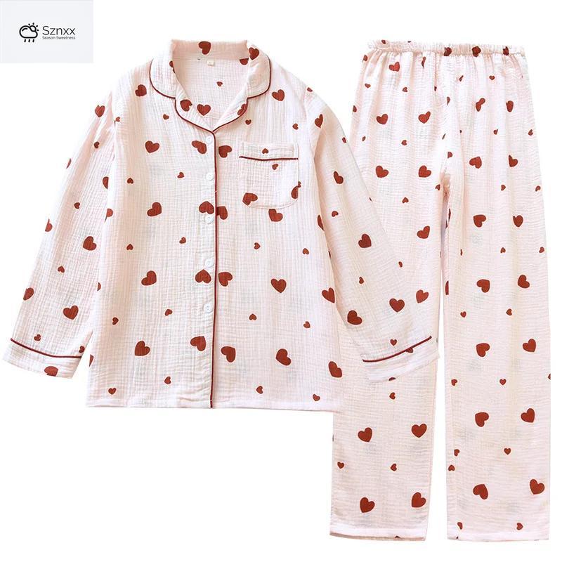 Soft Cotton Crepe Long Sleeve Pajama Lounge Set