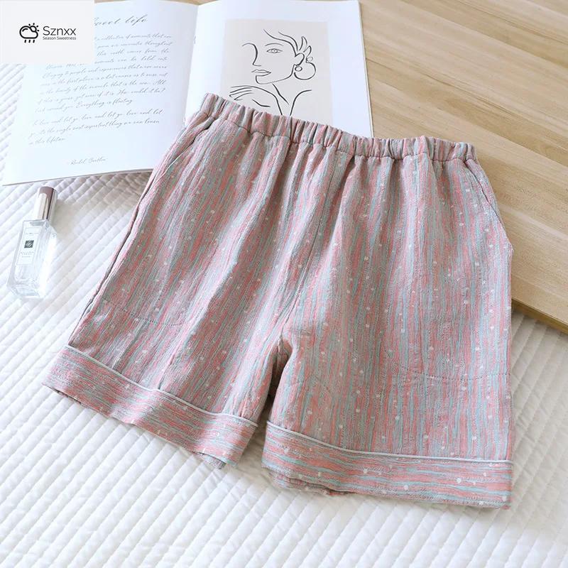 Breathable Cotton Gauze Loose Summer Couple Shorts